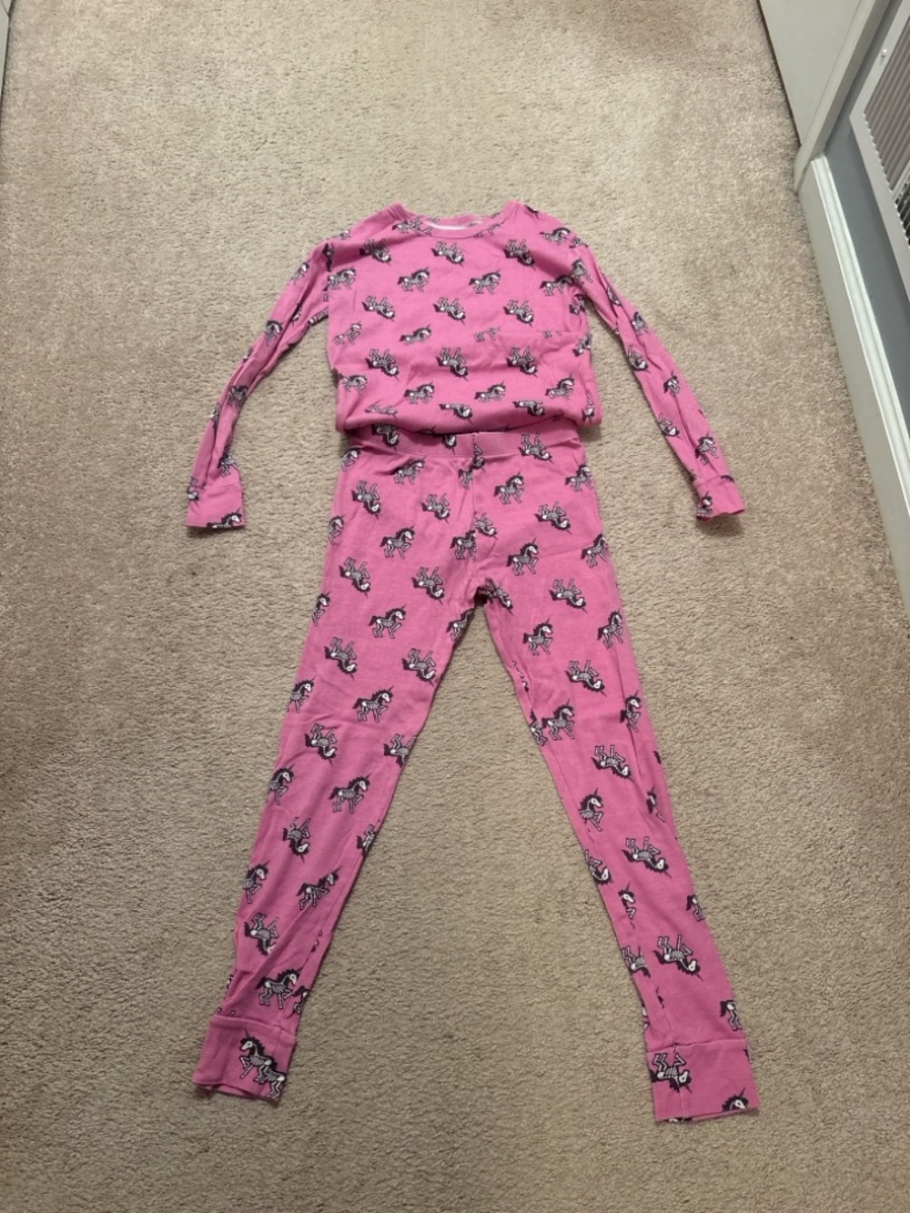 GAP Kids Pink Unicorn Pajama Set Organic Cotton Size 14